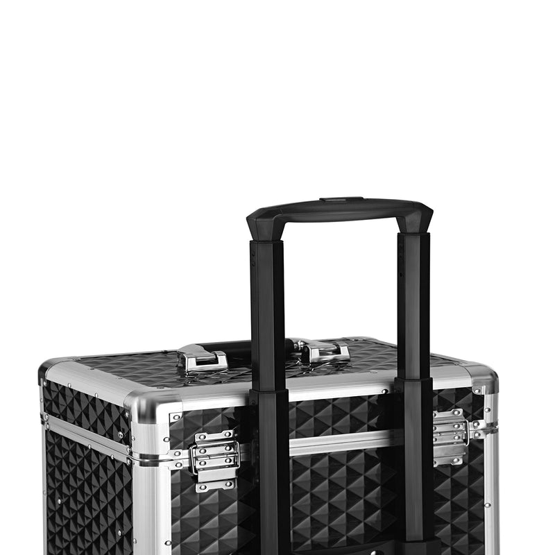 MADE -UP Suitcase - Trolle de maquillage professionnel - Varigne de coiffure avec 4 roues - noir