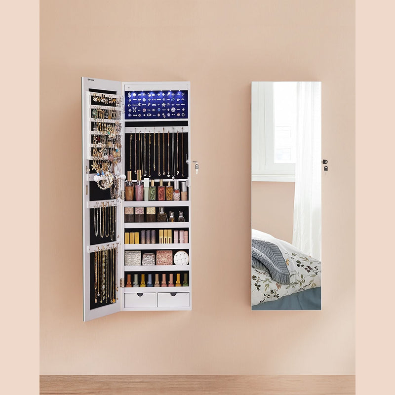 Armoire à bijoux suspendue - Cabinet miroir - avec miroir - avec LED -Binnen Lighting - Blanc