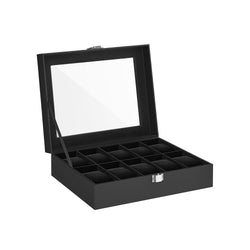 Watchbox pentru 10 ceasuri - cutia de ceas - capac de sticlă - negru