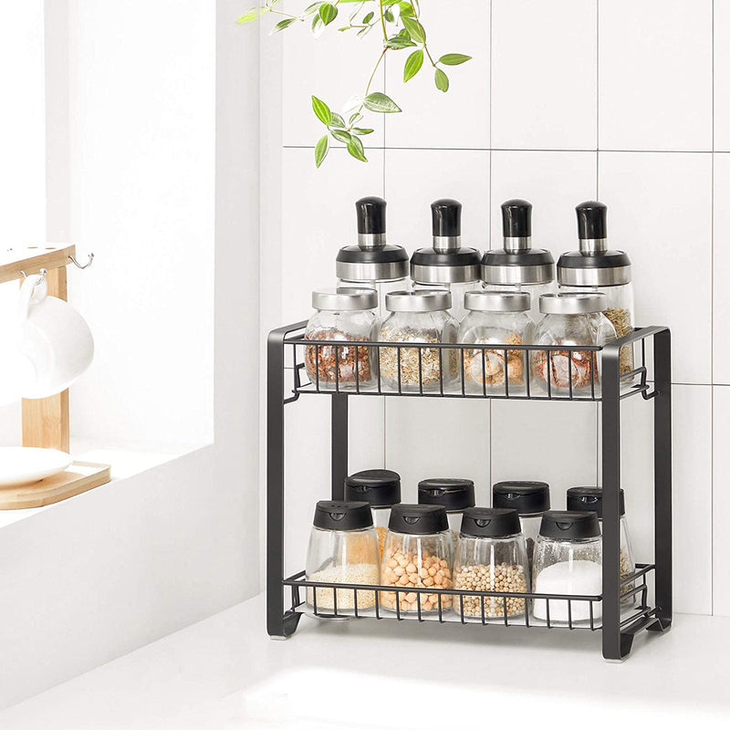 Herb Rack - Kitchen Rack - Opbevaringsstativ - bordplade - Køkkenopbevaring - badeværelsesstativ - sort