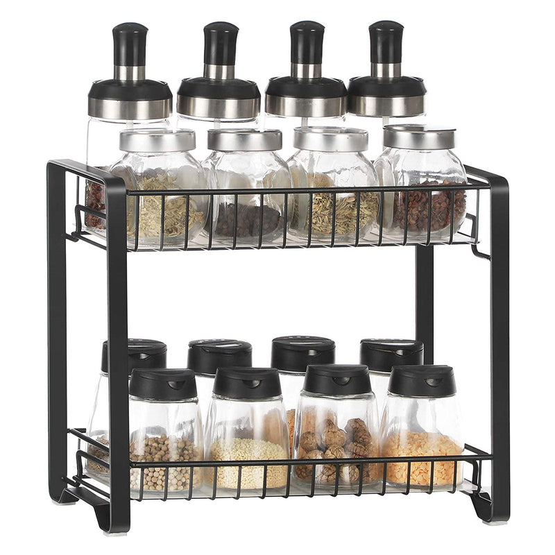 Herb Rack - Kitchen Rack - Opbevaringsstativ - bordplade - Køkkenopbevaring - badeværelsesstativ - sort