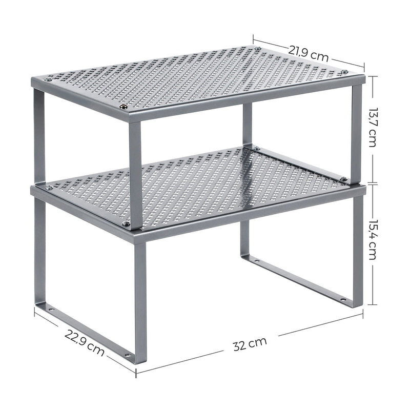 Keukenopbergers - Set van 2 - Metalen rek - Keukenplanken - Stapelbaar