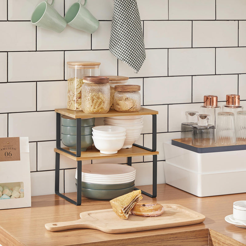 Örtställ - Uppsättning av 2 - Kök Rack - Kitchen Organizer - Herbolder -Kitchen Board - Kök lagring - Natural / Black