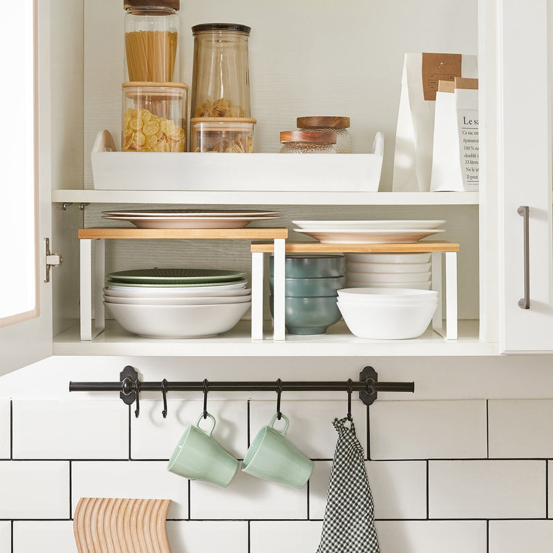 Urte Racks - KitchenPlank - Køkkenarrangør - med metalramme - Sæt med 2 - White Naturel