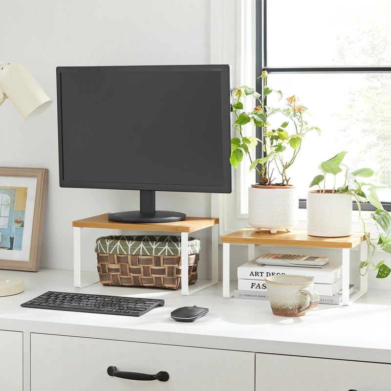 Urte Racks - KitchenPlank - Køkkenarrangør - med metalramme - Sæt med 2 - White Naturel