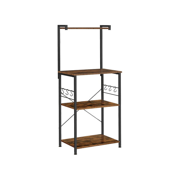 Kökskåp - Mikrovågshylla - Köksförvaring - Köksställ - Standing Rack - Vintage Brown / Black