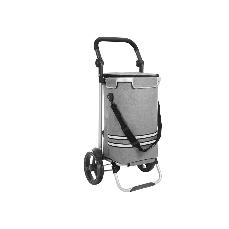 Chariot de magasinage robuste - pliable avec compartiment de refroidissement - gris