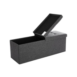 Banc de rangement - Banque - Coffre de tiroirs - avec couvercle pliant - 110 cm - Gris foncé - imposable jusqu'à 300 kg