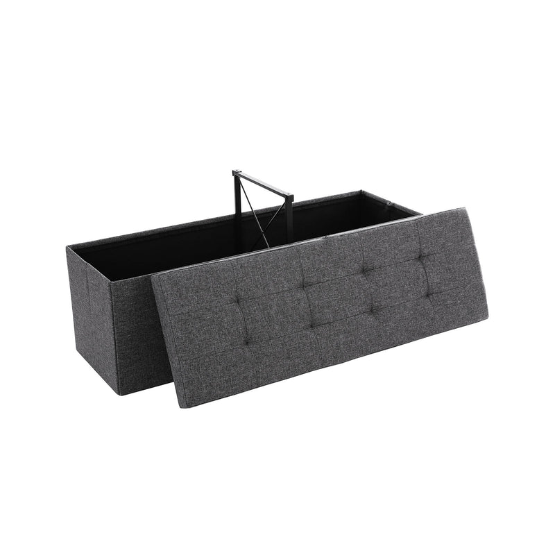 Banc de rangement - Banque - Coffre de tiroirs - avec couvercle pliant - 110 cm - Gris foncé - imposable jusqu'à 300 kg