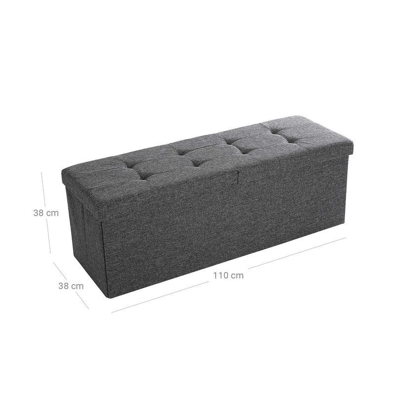 Banc de rangement - Banque - Coffre de tiroirs - avec couvercle pliant - 110 cm - Gris foncé - imposable jusqu'à 300 kg