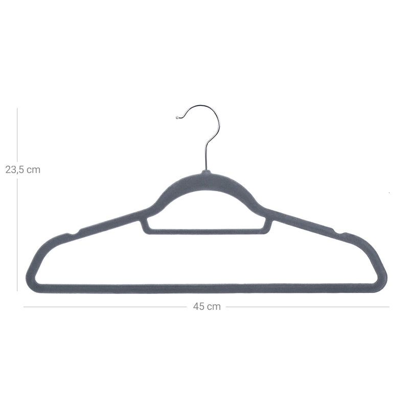 Hangers - Kledinghangers -Antislip - Fluweel - 20 stuks - Lichtgrijs