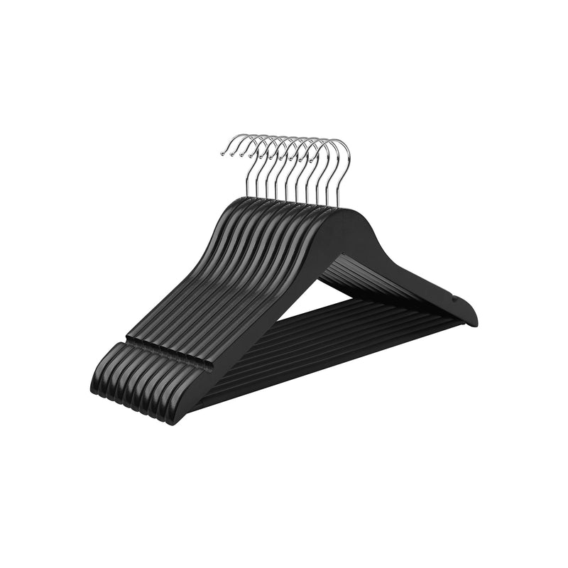 Îmbarcare din pânză din lemn - set de 10 - umerase de îmbrăcăminte din lemn solid - anti -slip - negru