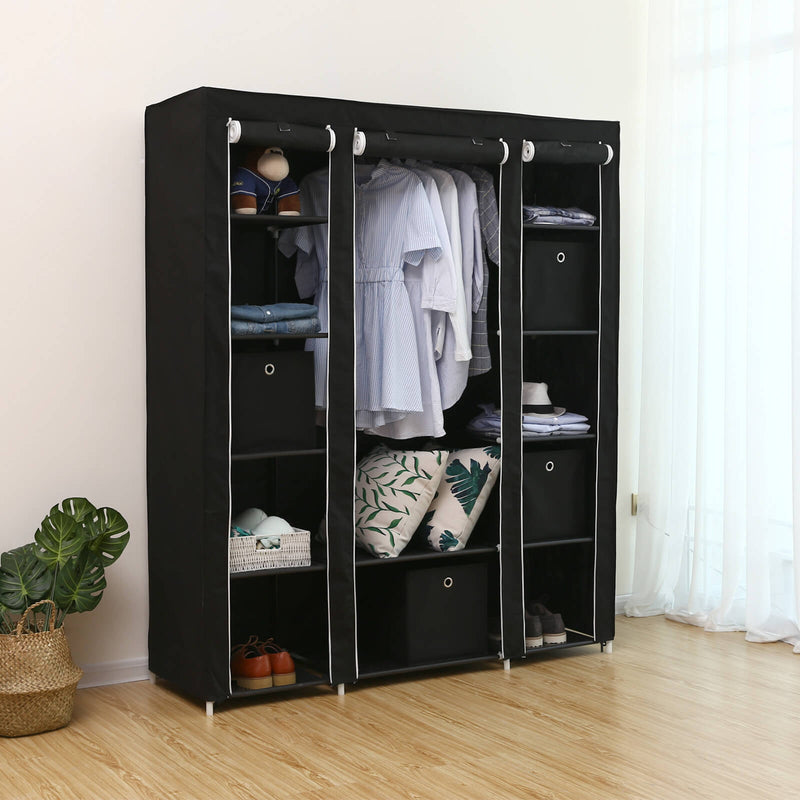 Garderobe - Stof - Metalramme - 175 x 150 cm - Sort