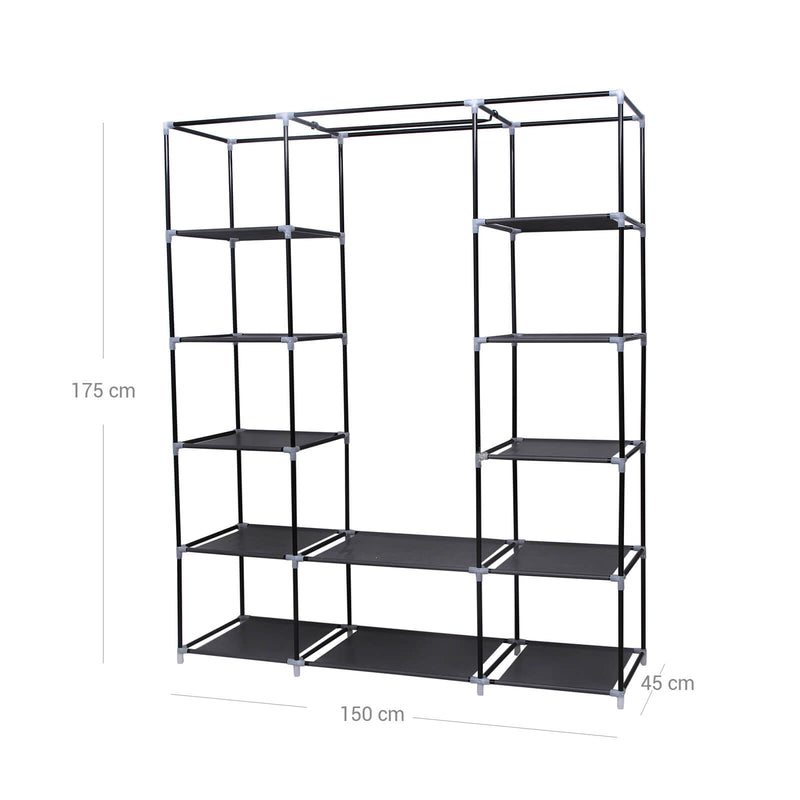 Kledingkast - Stof - Metalen frame - 175 x 150 cm - Zwart