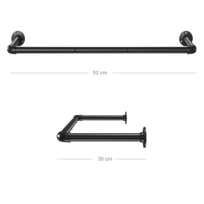 Tøjstang - Garderobe - Tøjbøjle - vægstang - tøjstativ - sort