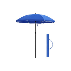 Parasol - puutarha -parasoli - Ø 160 cm - kahdeksankulmainen - kallistettava - kampi - sininen