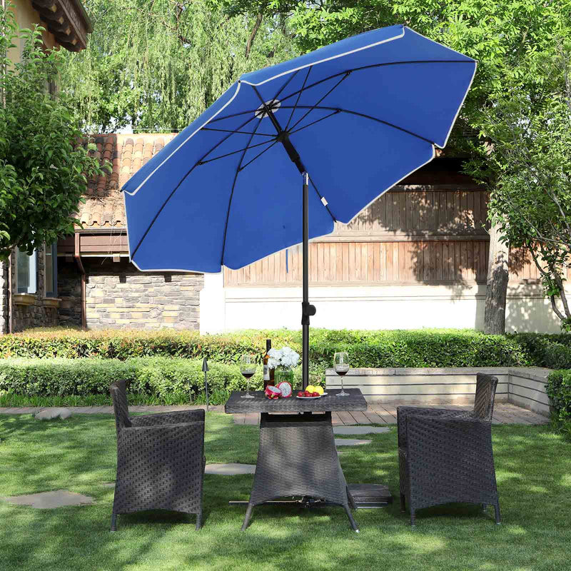 Parasol - Garden Parasol - Ø 160 cm - Octagonal - Tiltable - With Crank - Blue