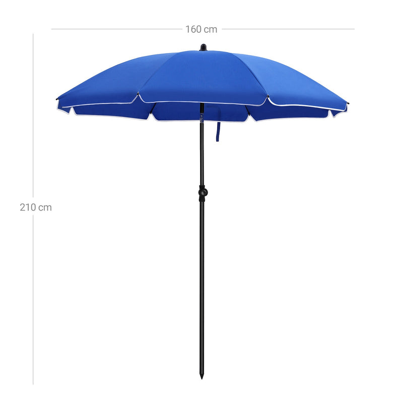 Parasol - puutarha -parasoli - Ø 160 cm - kahdeksankulmainen - kallistettava - kampi - sininen