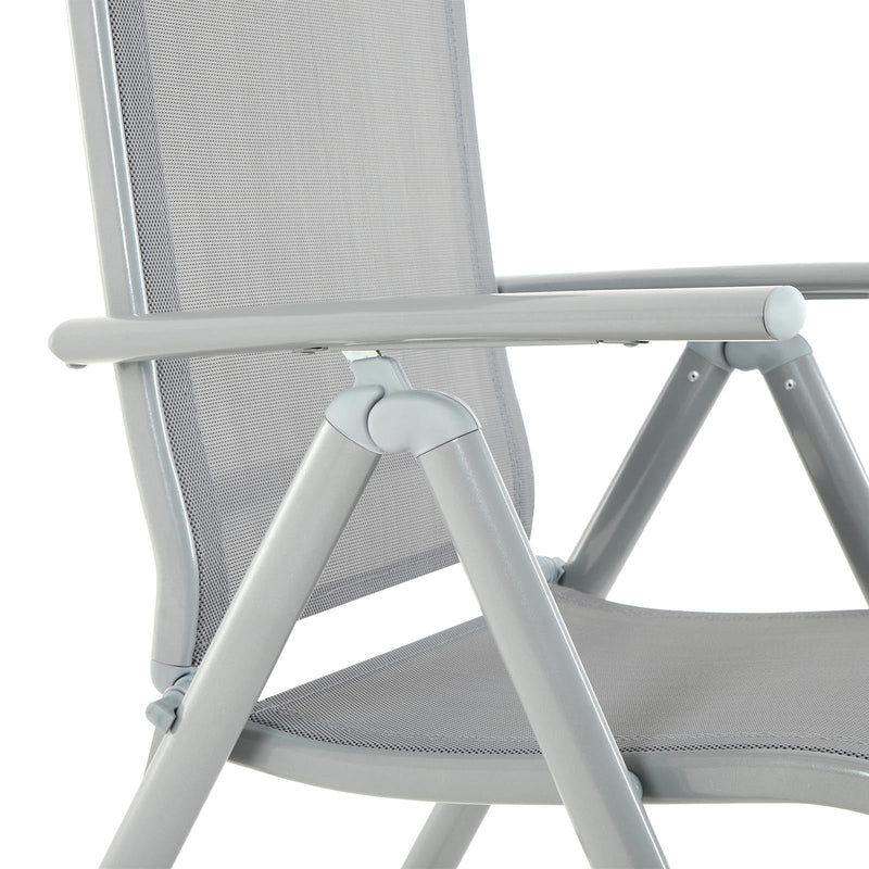 Garden Chair - Folding Chair - Outdoor Chair - Aluminium Frame - Läggkapacitet på upp till 150 kg - grå