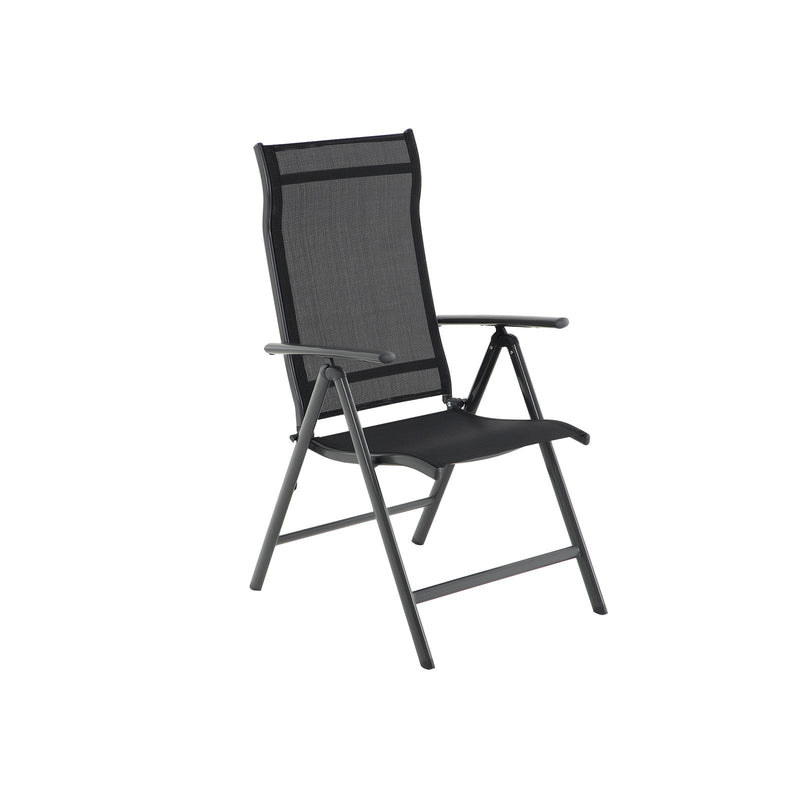 Garden Chair - Folding Chair - Med robust aluminiumram - Justerbart ryggstöd - Svart