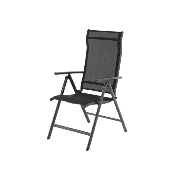 Garden Chair - Folding Chair - Med robust aluminiumram - Justerbart ryggstöd - Svart