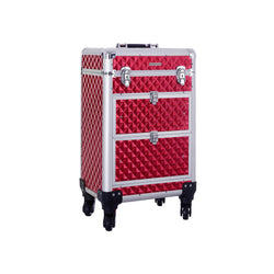 Trolley - Cosmetic Case - Couverture de maquillage en aluminium - Case de beauté - rouge