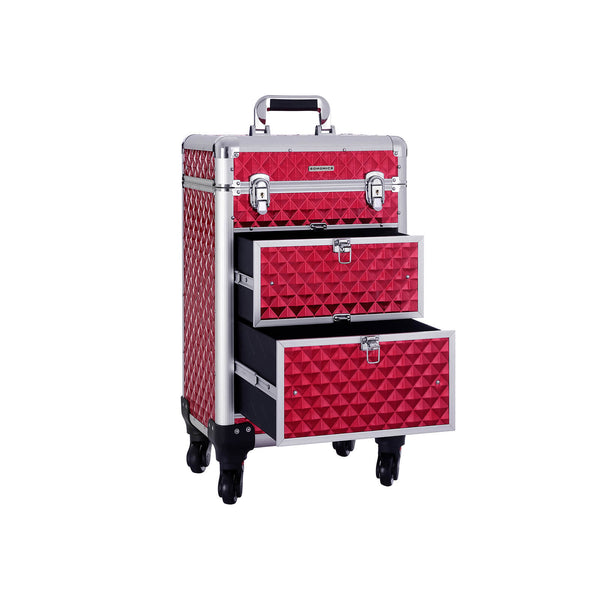 Trolley - Cosmetic Case - Couverture de maquillage en aluminium - Case de beauté - rouge