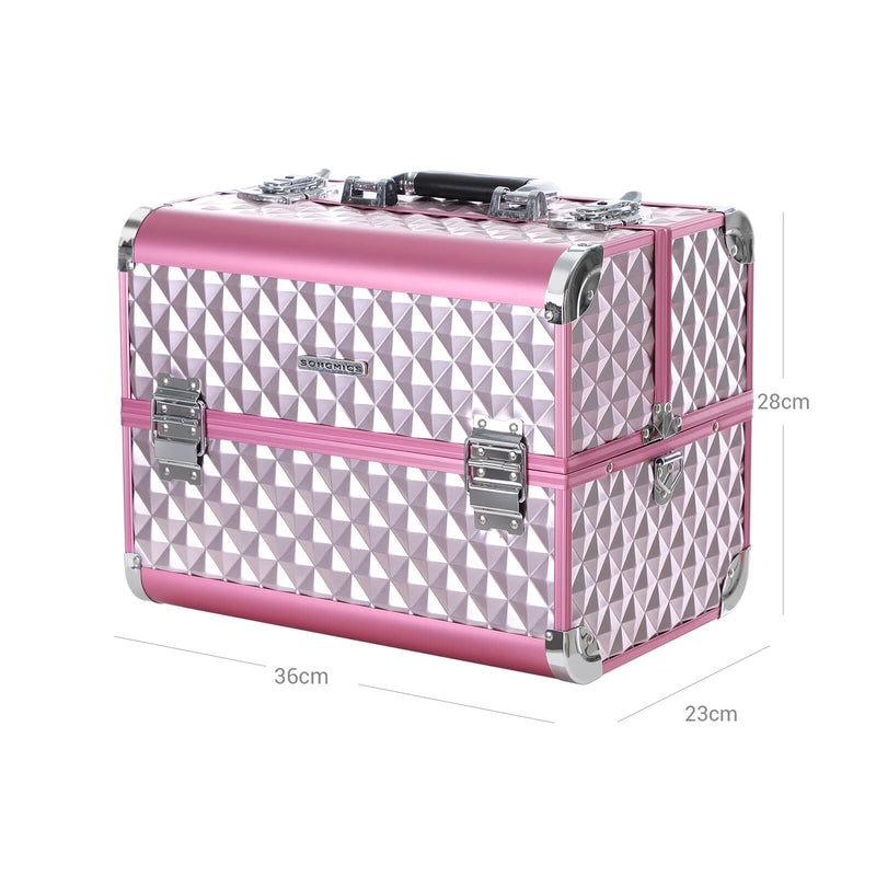 Make -Up Box - toalettlåda - rosa silver - 36 x 28 x 23 cm