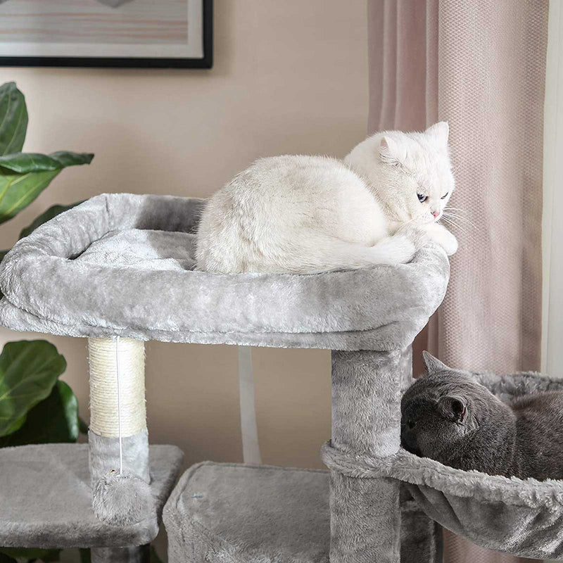 Scratching Post - Arbre de chat - 2 grottes - arbre de chat robuste - 120 cm - gris clair