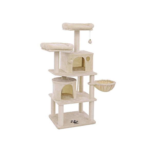 Scratching Post - 2 grottes - 2 plateaux - Arbre de chat - 152 cm - beige