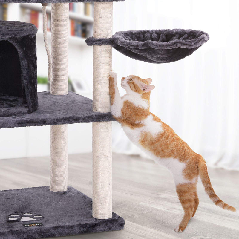 Scratching Post - Med 2 platforme - Hamming Mat - Soft Cover - Mørkegrå -152 cm