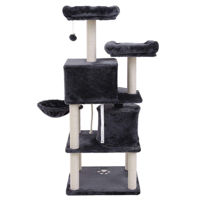 Scratching Post - avec 2 plates-formes - Hamming Mat - Couvercle souple - Gris foncé -152 cm