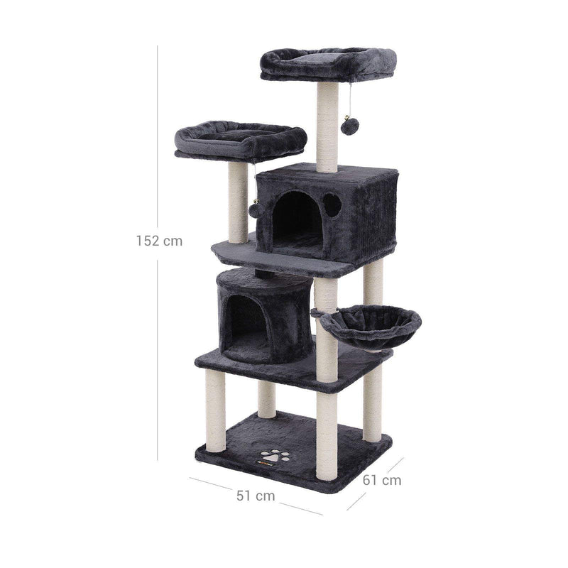 Scratching Post - avec 2 plates-formes - Hamming Mat - Couvercle souple - Gris foncé -152 cm