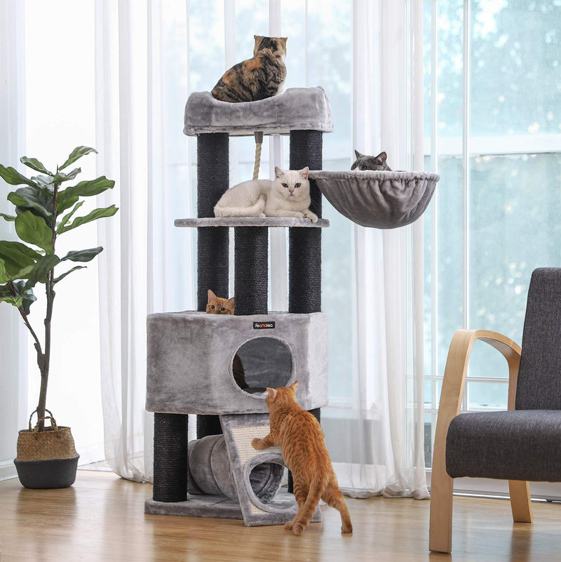 Scratching Post - Posts épais - avec hamac - 141 cm - Gray