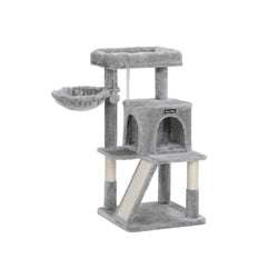 Kattenboom - Met groot platform - Met grot - Speelhuisje - klimboom voor katten - Grey