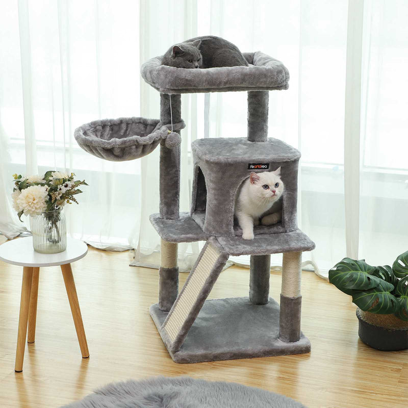 Cat Tree - cu platformă mare - cu Peștera - Playhouse - Klimboom pentru Cats - Grey