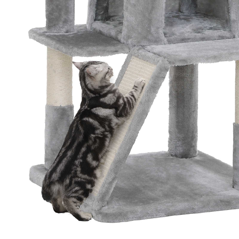 Cat Tree - Med stor platform - med Cave - Playhouse - Klimboom til katte - Grå