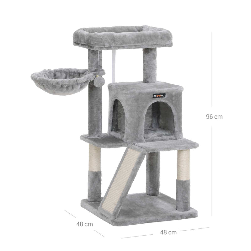 Cat Tree - Med stor platform - med Cave - Playhouse - Klimboom til katte - Grå