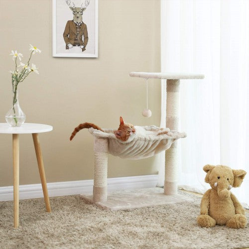 Scratching Post - med hängmatta - 70 cm - beige