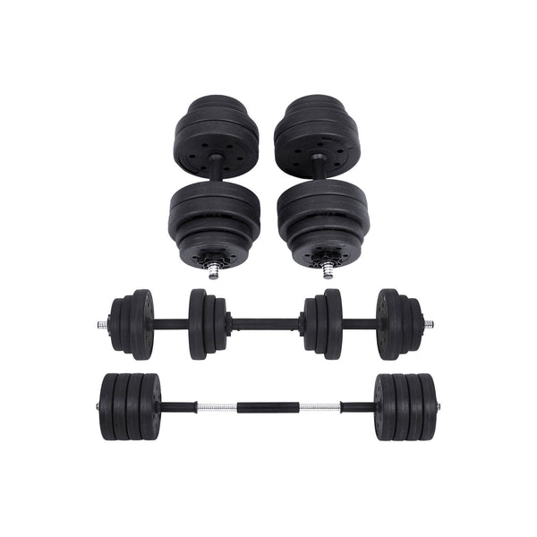 Halterset - Verstelbare kunststof dumbbell - Met aansluitende stalen buis - 20 kg/30 kg