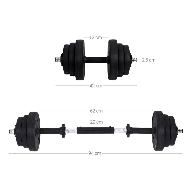 Halkerset - Säädettävä muovinen käsipaino - kytkentä teräsputki - 20 kg/30 kg