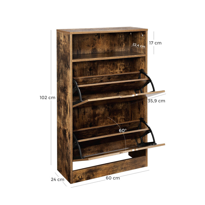 Shoe Cabinet - Shoe Rack - Shoe Cabinet - Shoe Storage - Rustic Brown