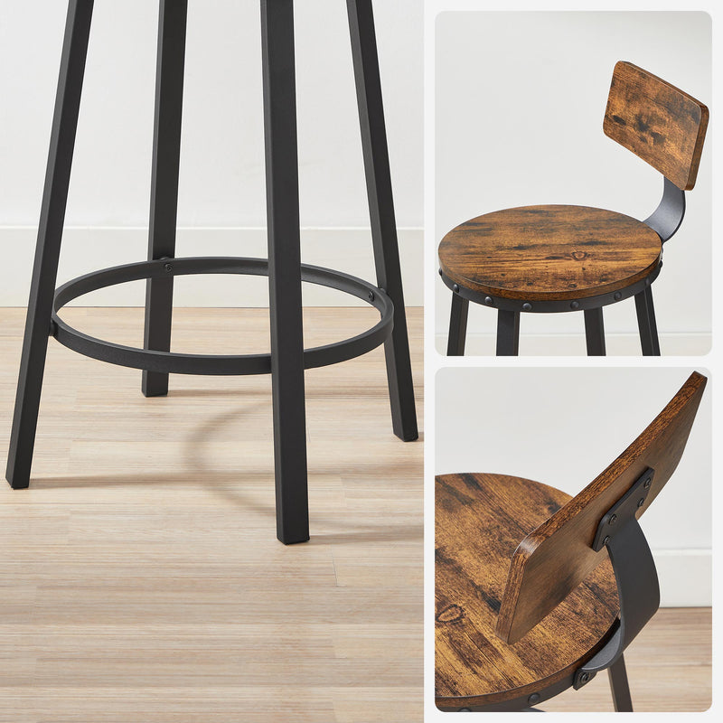 Tabourets de bar ensemble de 2 - style industriel - brun vintage / noir