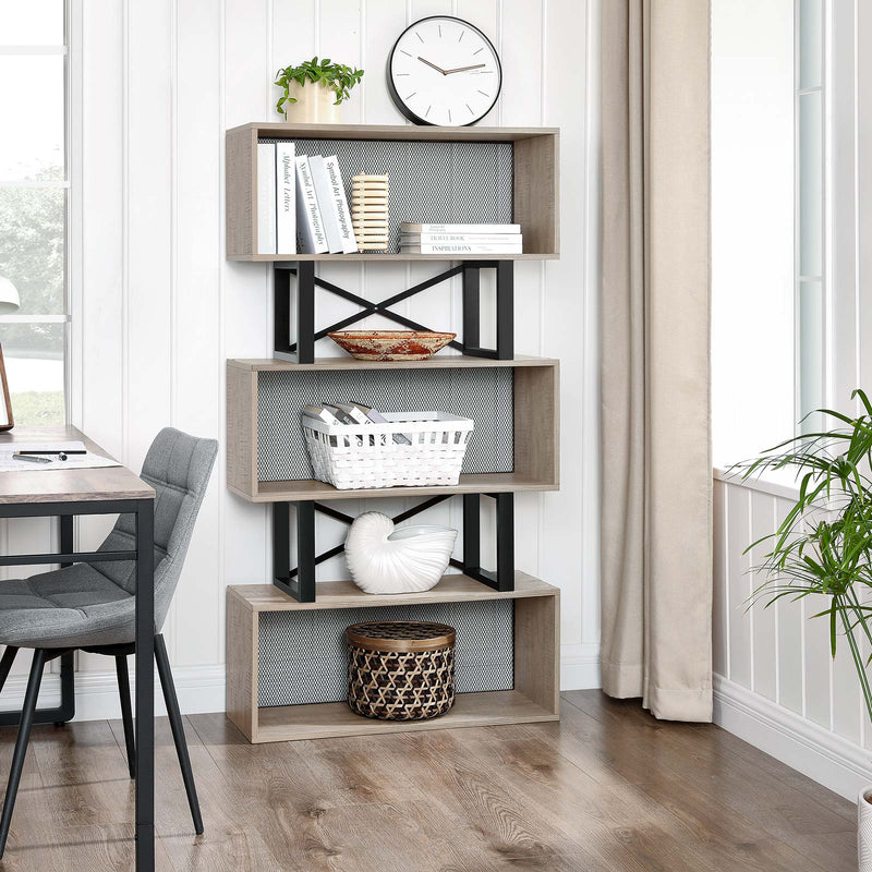 Bibliothèque - armoire de rangement - armoire de salon - moderne - 3 étagères - gris