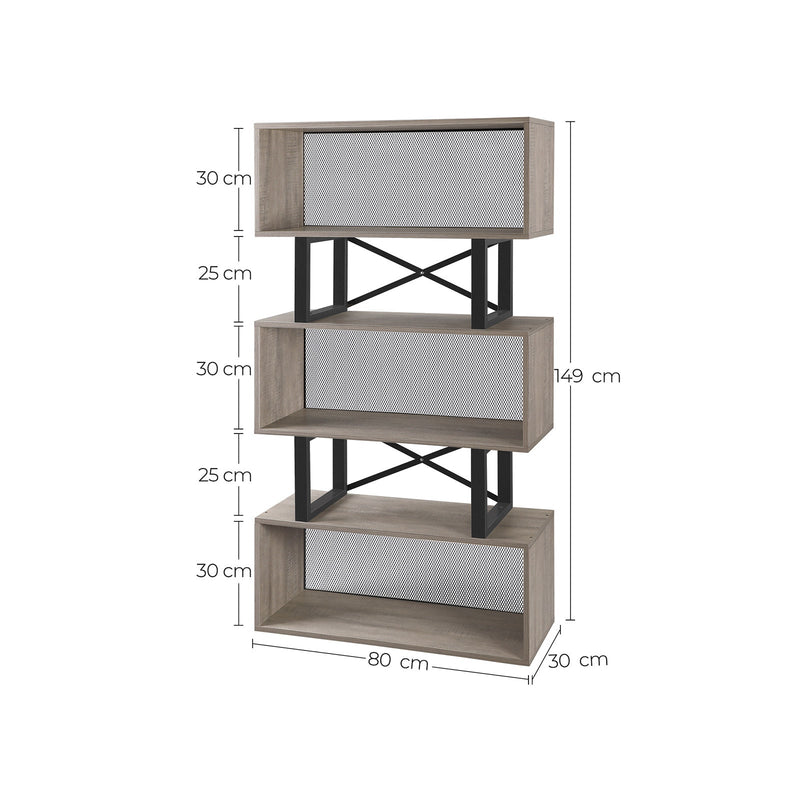 Boekenkast - Opbergkast - Woonkamerkast - Modern - 3 planken - Grijs