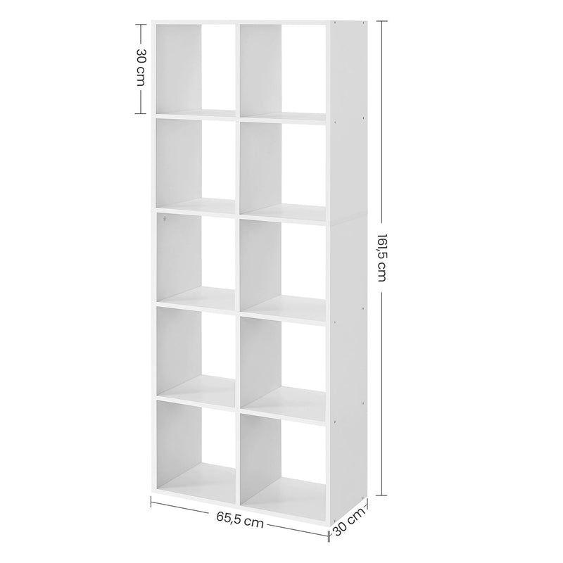 Woonkamerkast - Boekenkast - Opbergkast - Houtenkast - Met 10 vakken - Wit