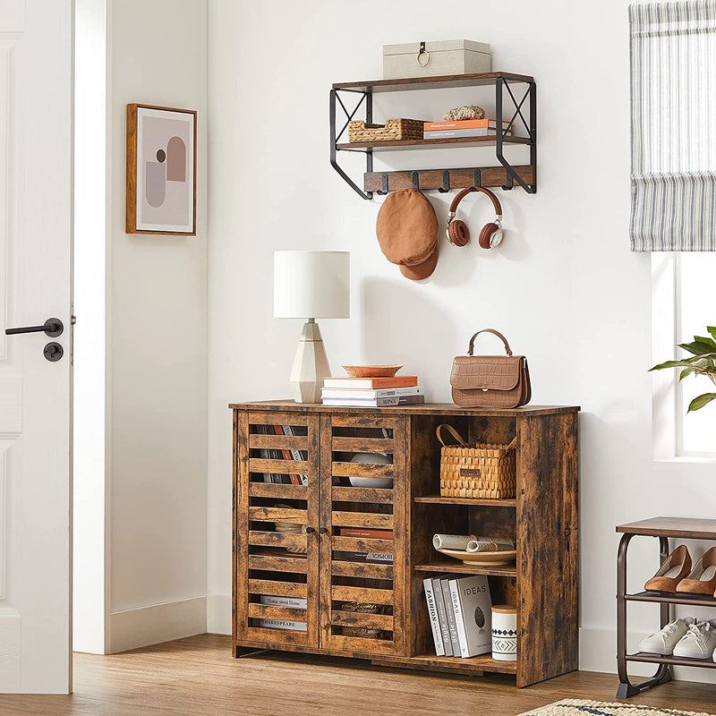 Sideboard - Sohvapöytä - Säädettävä kortti - 3 avointa osastoa - Vintage Brown