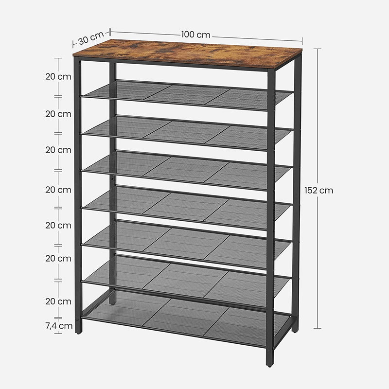 Shoe Rack - med 7 Grilles - Storage Rack - Brown -Black