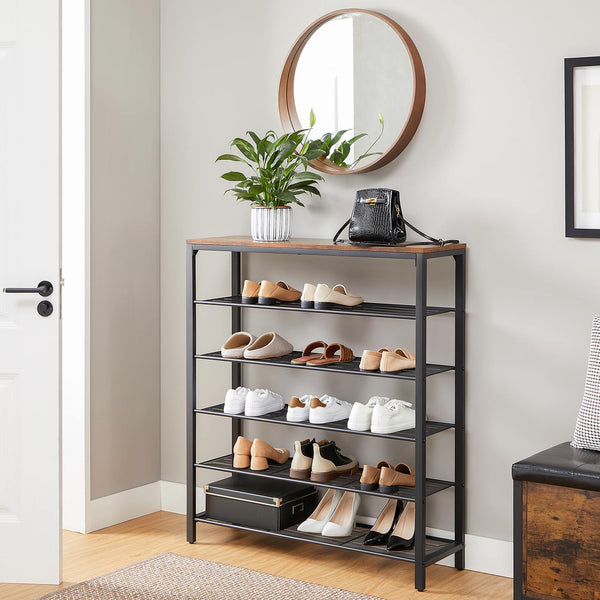 Armoire à chaussures - Rack à chaussures - avec 5 niveaux raster - une surface généreuse - Cadre métallique - Design industriel