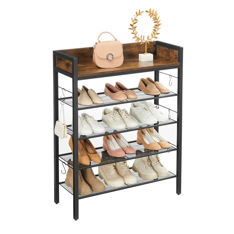 Shoe Rack - Shoe Cabinet - 4 Schedules - Industrial Style - Brown Black